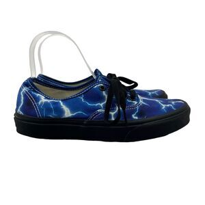 Vans Womens 8 Sneakers Skateboarding Blue Black Canvas Low Top Lighting Flash